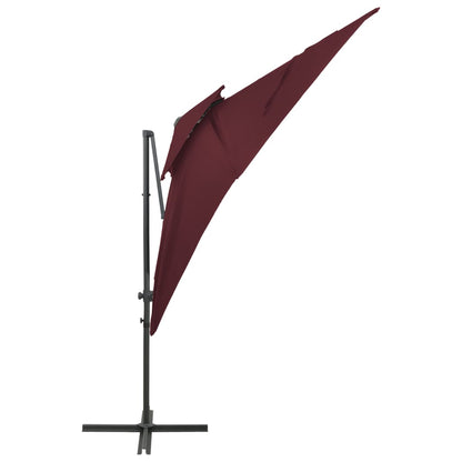 Ombrellone a Sbalzo con LED 250x250 cm Bordeaux | homemem39