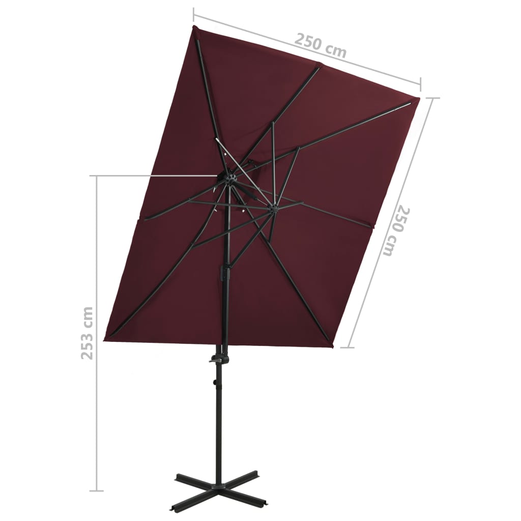 Ombrellone a Sbalzo con LED 250x250 cm Bordeaux | homemem39