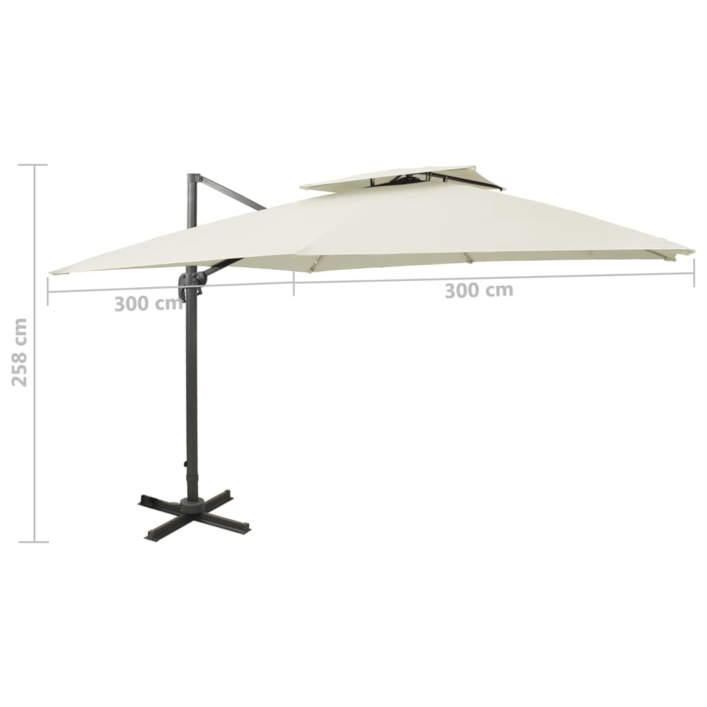 Ombrellone da giardino a sbalzo con doppio piano 300x300 cm Sabbia | homemem39