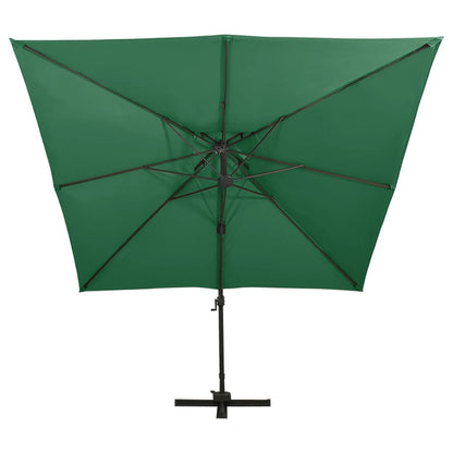 Ombrellone a Sbalzo con Doppia Copertura 300x300 cm Verde | homemem39