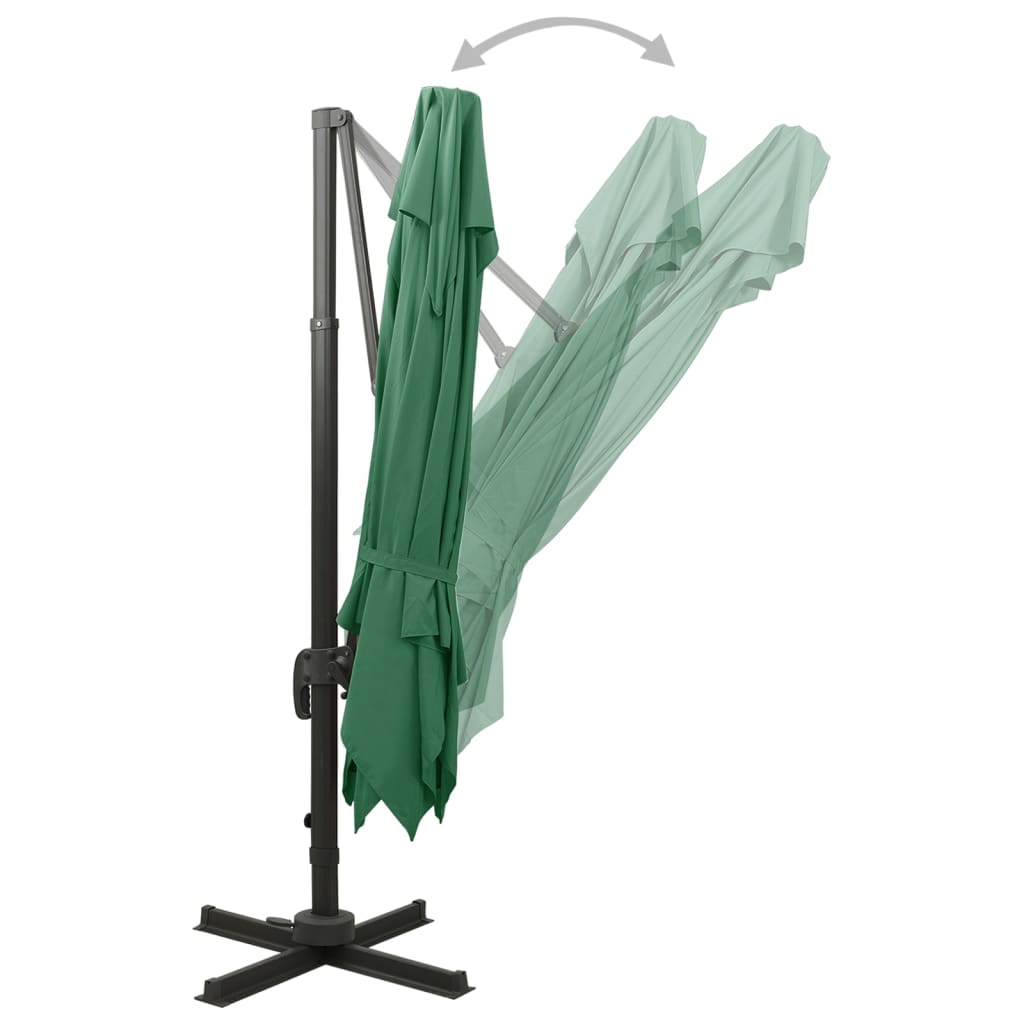 Ombrellone a Sbalzo con Doppia Copertura 300x300 cm Verde | homemem39