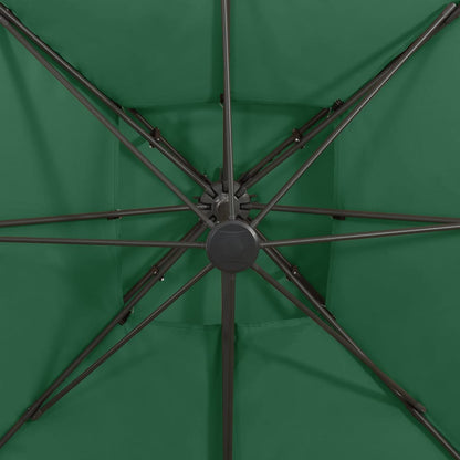 Ombrellone a Sbalzo con Doppia Copertura 300x300 cm Verde | homemem39