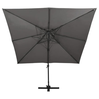 Ombrellone a Sbalzo con Doppia Copertura 300x300 cm Antracite | homemem39