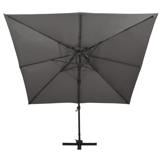 Ombrellone a Sbalzo con Doppia Copertura 300x300 cm Antracite | homemem39