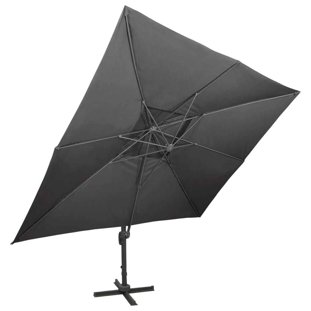 Ombrellone da giardino a sbalzo con doppio piano antracite 400x300 cm | homemem39