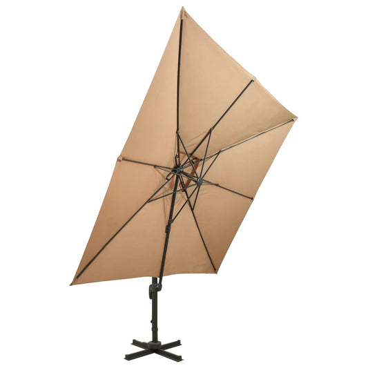 Ombrellone da giardino a sbalzo con doppio piano 300x300 cm tortora | homemem39