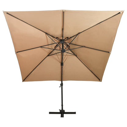 Ombrellone da giardino a sbalzo con doppio piano 300x300 cm tortora | homemem39