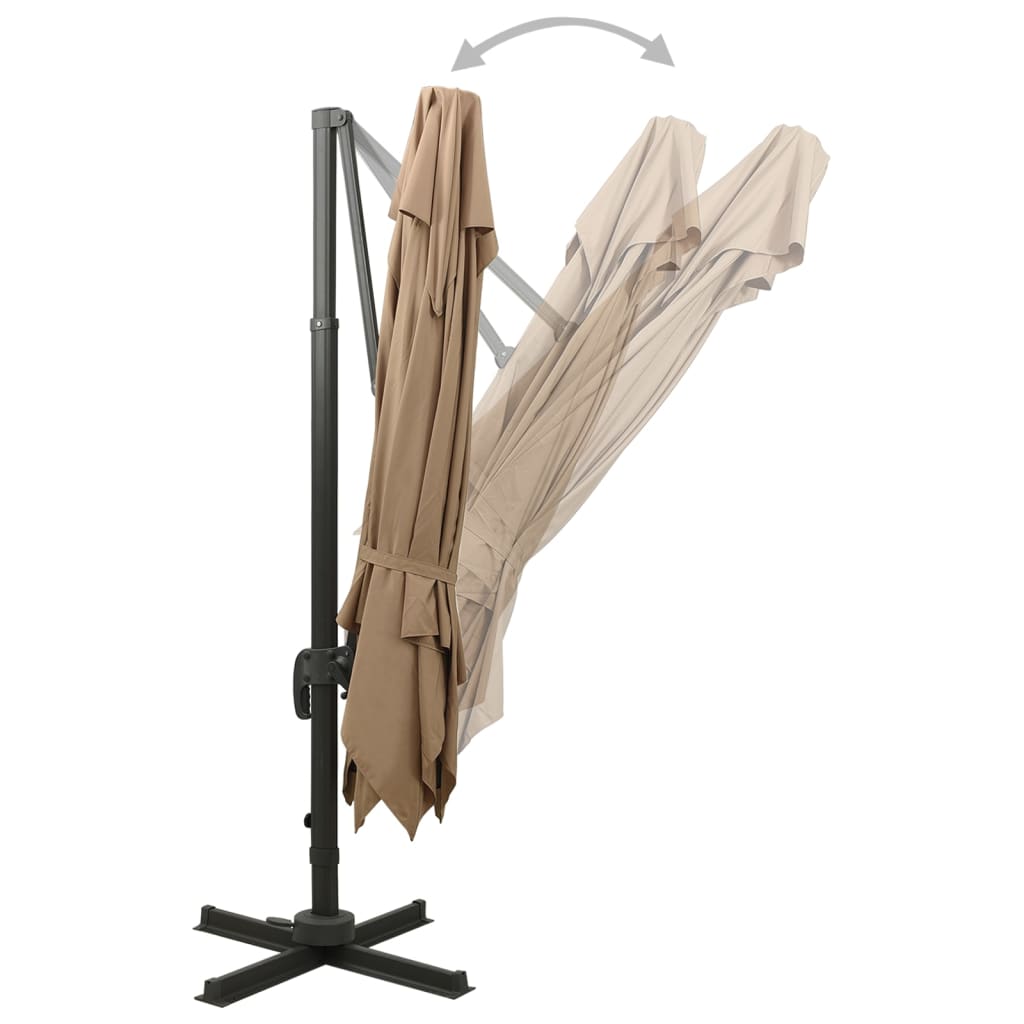 Ombrellone da giardino a sbalzo con doppio piano 300x300 cm tortora | homemem39