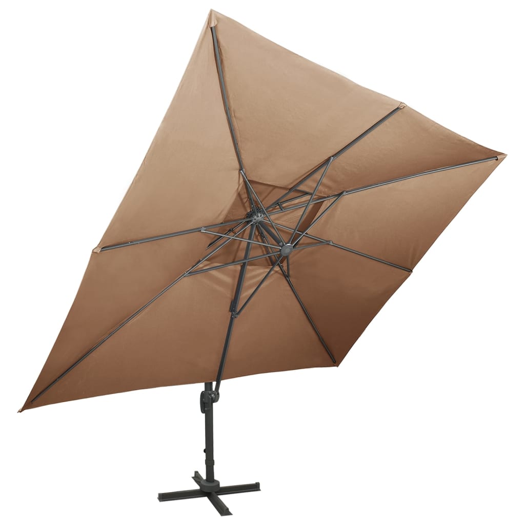 Ombrellone a Sbalzo con Doppia Copertura 400x300 cm Tortora | homemem39