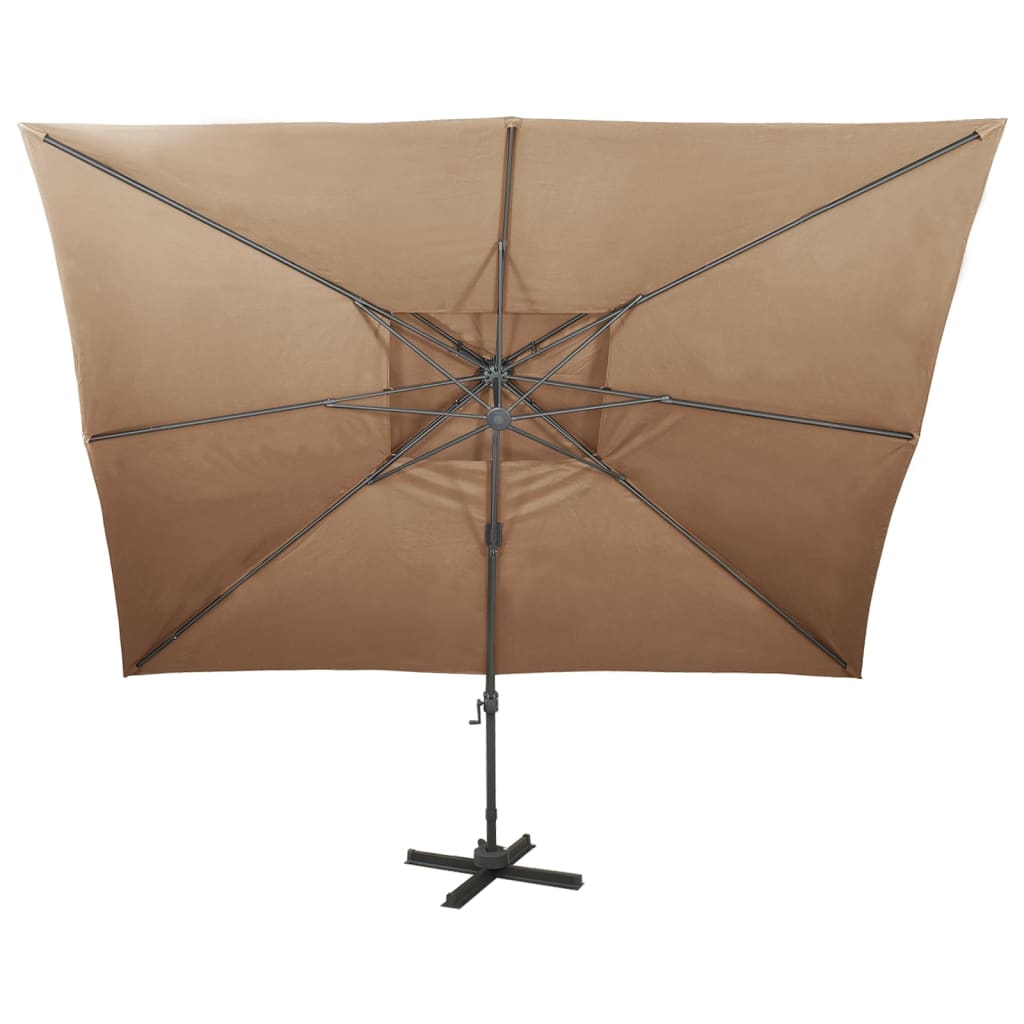 Ombrellone a Sbalzo con Doppia Copertura 400x300 cm Tortora | homemem39