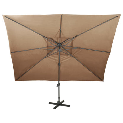 Ombrellone a Sbalzo con Doppia Copertura 400x300 cm Tortora | homemem39