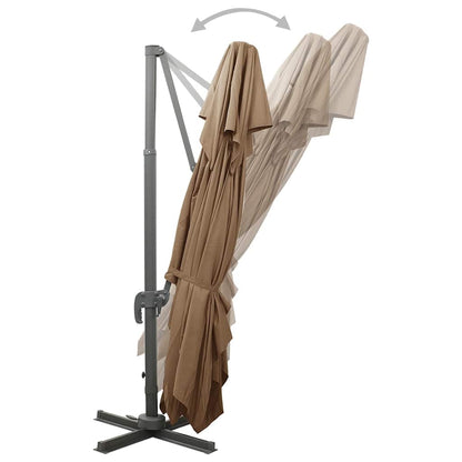 Ombrellone a Sbalzo con Doppia Copertura 400x300 cm Tortora