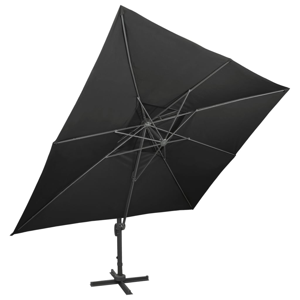Ombrellone da giardino a sbalzo con doppio piano nero 400x300 cm | homemem39