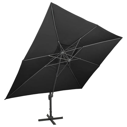 Ombrellone da giardino a sbalzo con doppio piano nero 400x300cm
