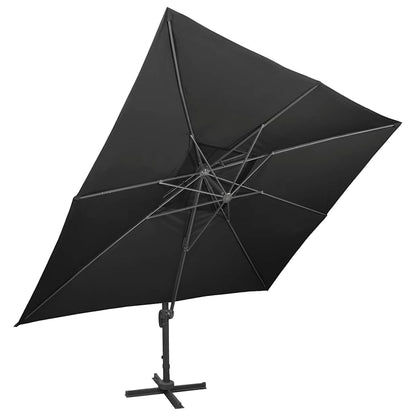 Ombrellone da giardino a sbalzo con doppio piano nero 400x300 cm