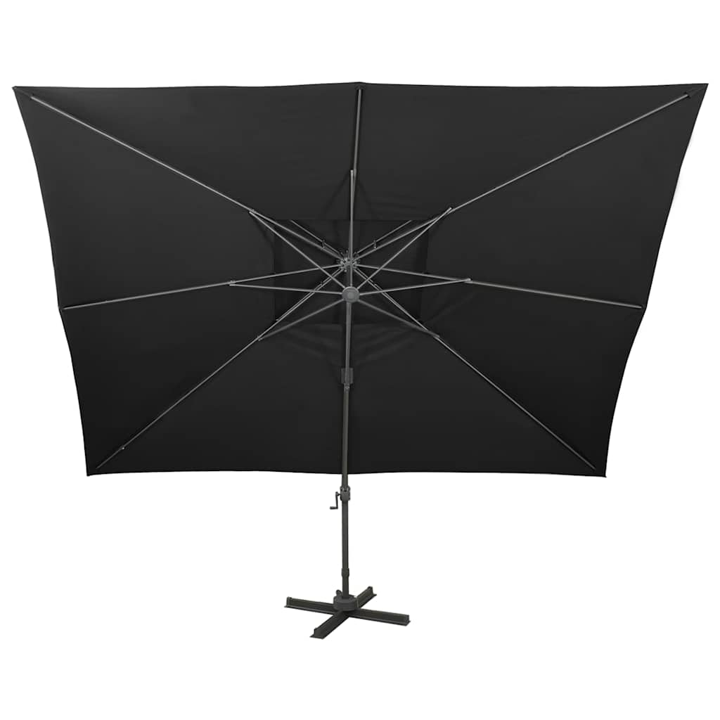 Ombrellone da giardino a sbalzo con doppio piano nero 400x300cm