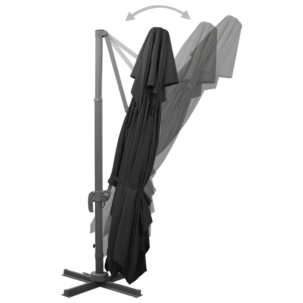 Ombrellone da giardino a sbalzo con doppio piano nero 400x300 cm | homemem39