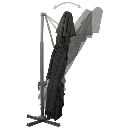 Ombrellone da giardino a sbalzo con doppio piano nero 400x300 cm | homemem39
