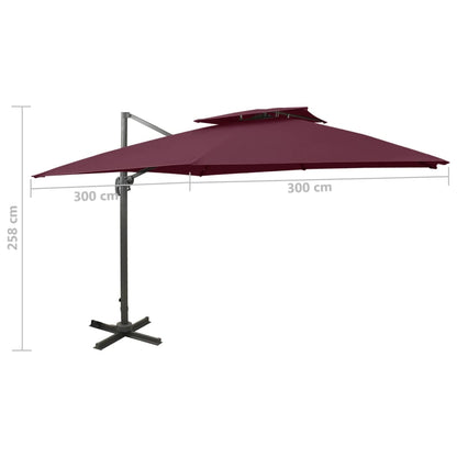 Ombrellone a Sbalzo con Doppia Copertura 300x300 cm Bodeaux | homemem39