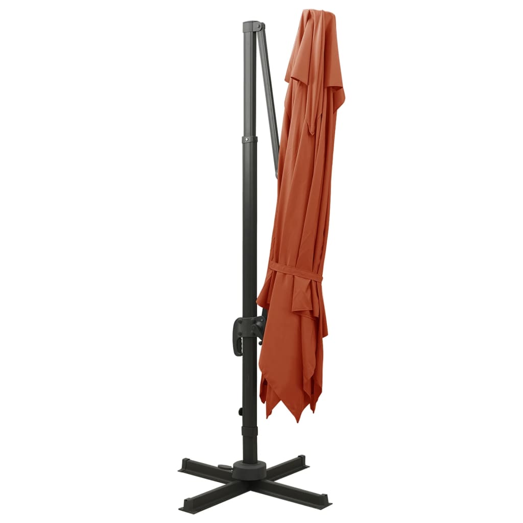Ombrellone a Sbalzo con Doppia Copertura 300x300 cm Terracotta | homemem39