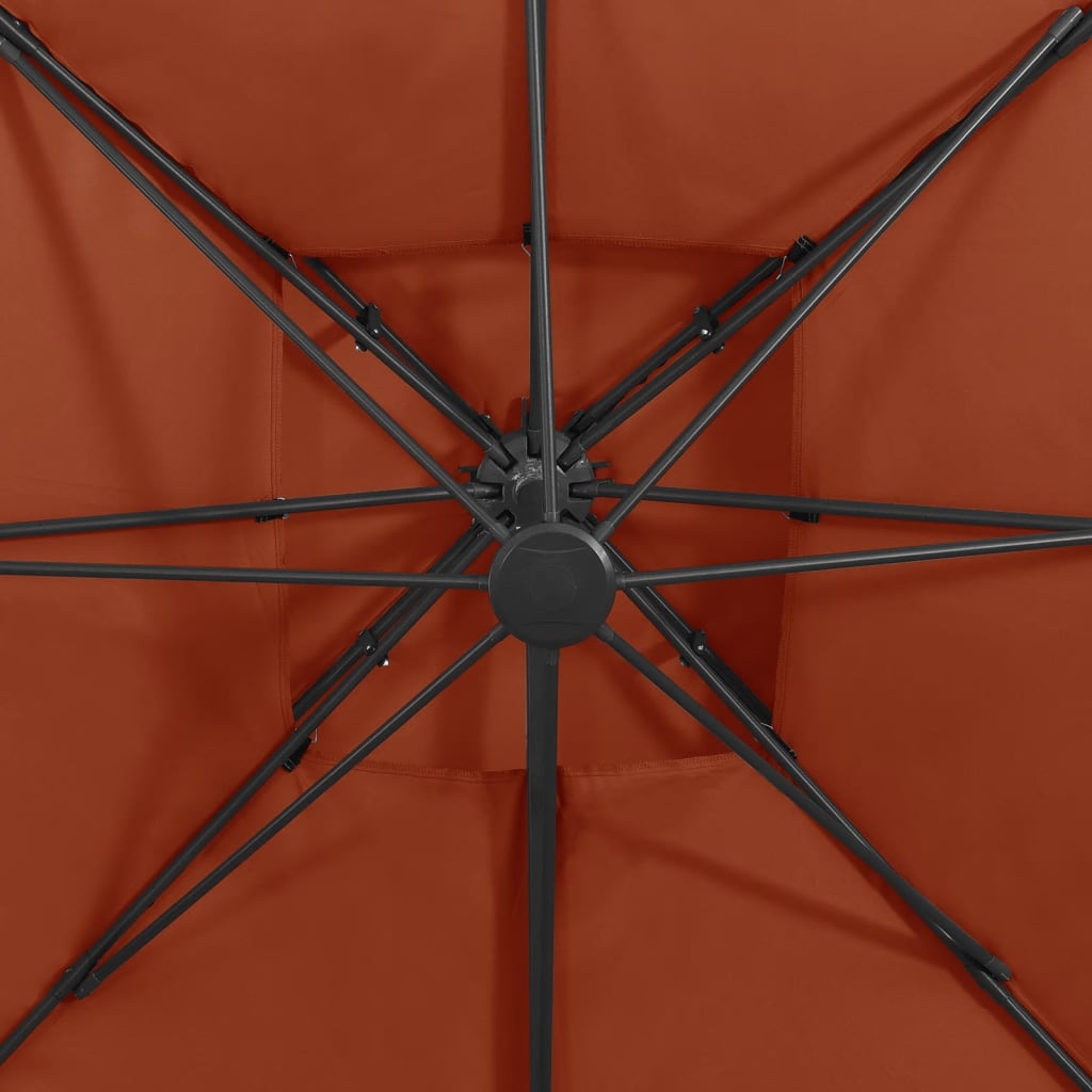 Ombrellone a Sbalzo con Doppia Copertura 300x300 cm Terracotta | homemem39