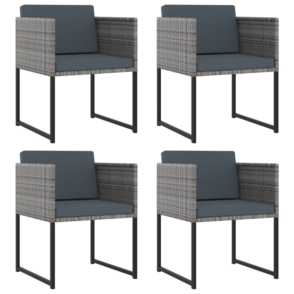 Set Pranzo da Giardino 9 pz con Cuscini in Polyrattan Grigio | homemem39