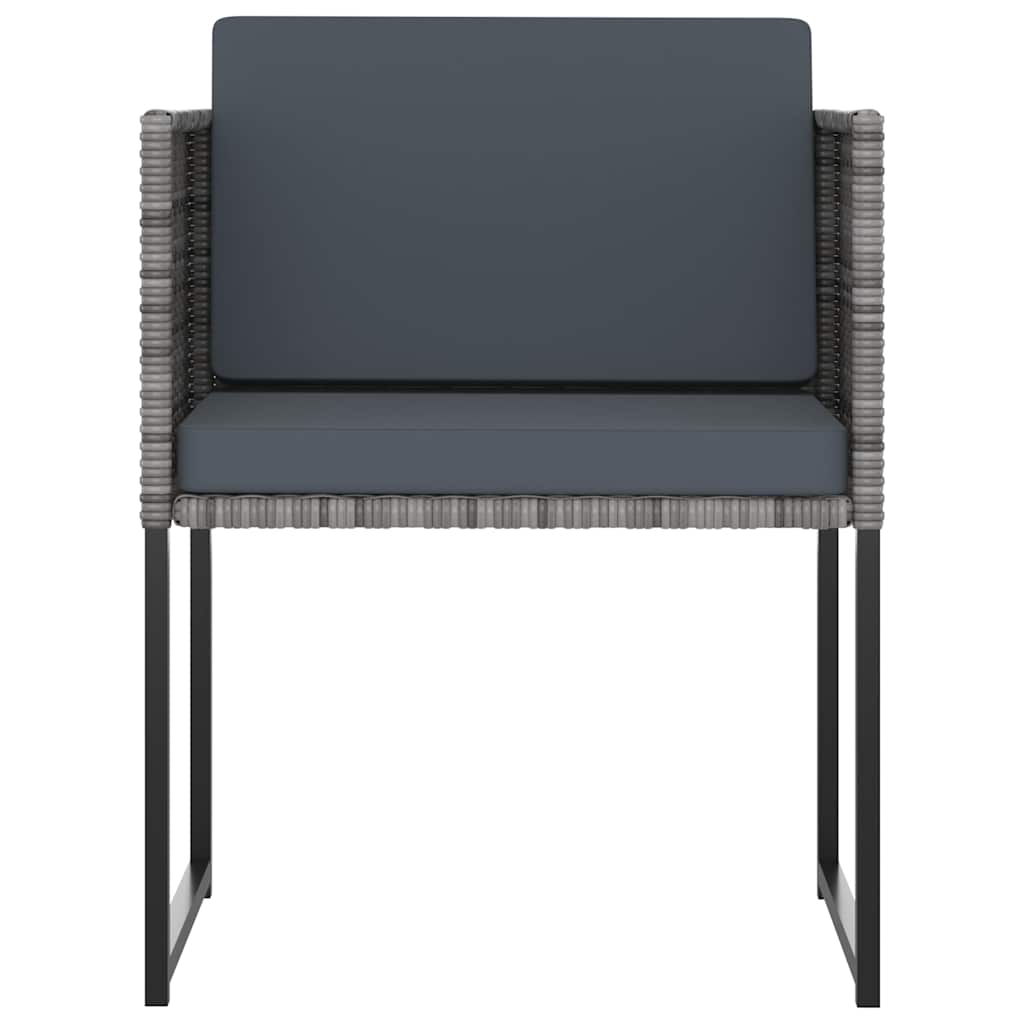 Set Pranzo da Giardino 9 pz con Cuscini in Polyrattan Grigio