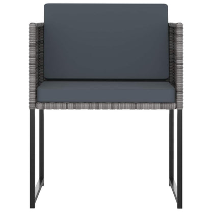 Set Pranzo da Giardino 9 pz con Cuscini in Polyrattan Grigio