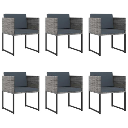Set Pranzo da Giardino 11 pz con Cuscini in Polyrattan Grigio