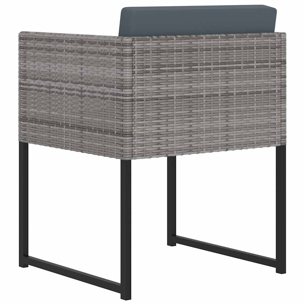 Set Pranzo da Giardino 11 pz con Cuscini in Polyrattan Grigio