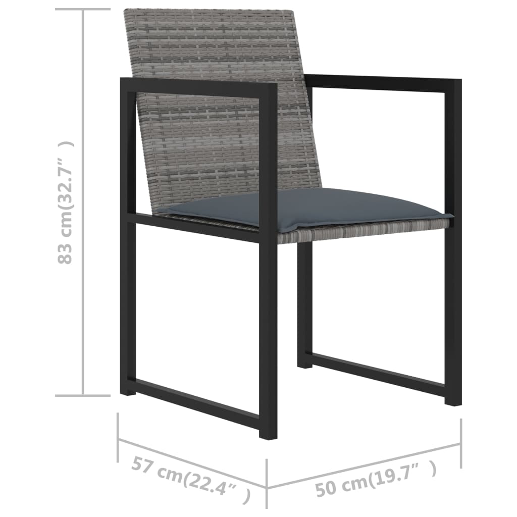 Set da Pranzo per Esterni 7 pz con Cuscini in Polyrattan Grigio | homemem39