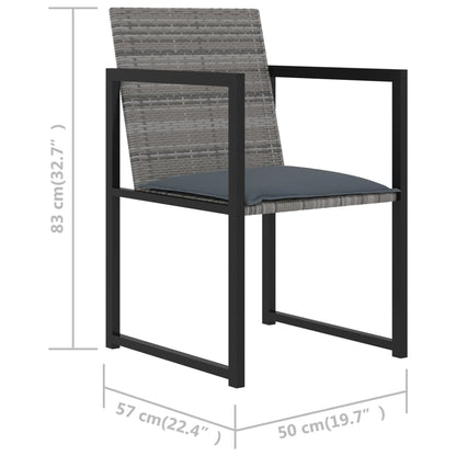 Set da Pranzo per Esterni 7 pz con Cuscini in Polyrattan Grigio | homemem39