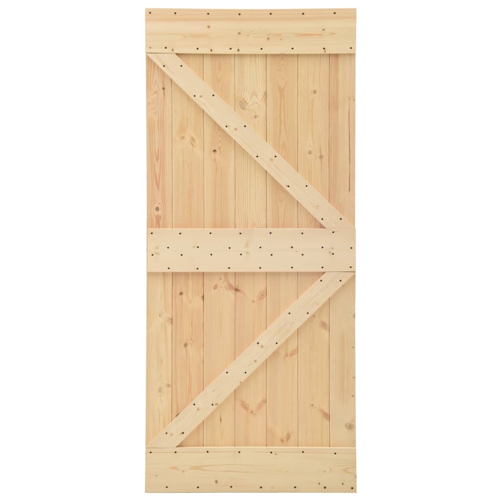 Porta Scorrevole con Set Hardware 90x210 cm in Legno di Pino