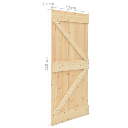 Porta Scorrevole con Set Hardware 90x210 cm in Legno di Pino