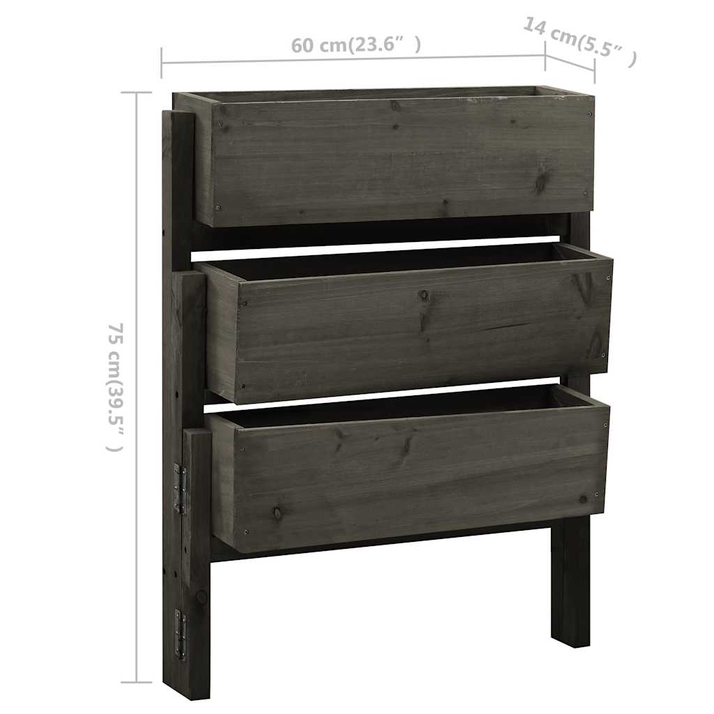 Fioriera da Giardino Pieghevole Grigia 60x14x75 cm Legno Abete | homemem39