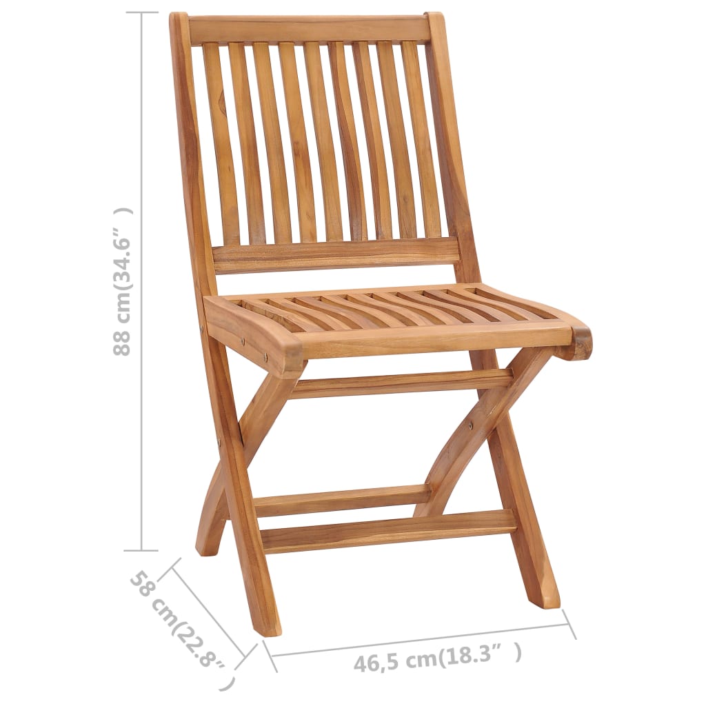 Sedie da Giardino Pieghevoli 2 pz in Legno Massello di Teak