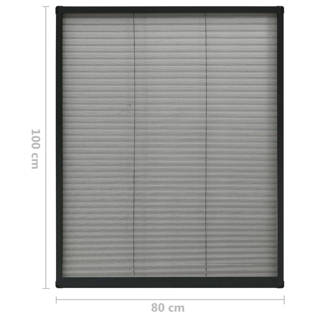 Zanzariera Plissettata Finestre in Alluminio Antracite 80x100cm - homemem39