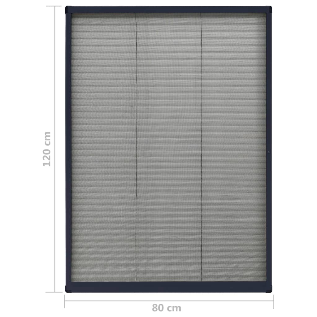 Zanzariera Plissettata Finestre Alluminio Antracite 80x120 cm | homemem39