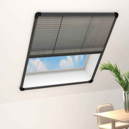 Zanzariera Plissettata Finestre Alluminio Antracite 120x120 cm - homemem39