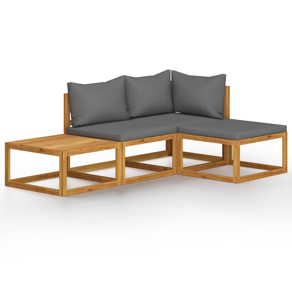 Set Divani da Giardino 4 pz con Cuscini in Massello di Acacia | homemem39