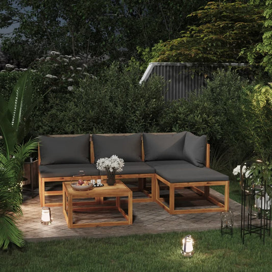 Set Divani da Giardino 5 pz con Cuscini in Massello di Acacia - homemem39