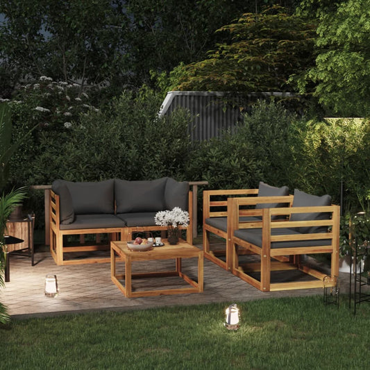 Set Divani da Giardino 5 pz con Cuscini in Massello di Acacia - homemem39