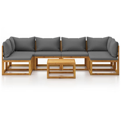7 pc Garden Sofa Set with Solid Acacia Cushions