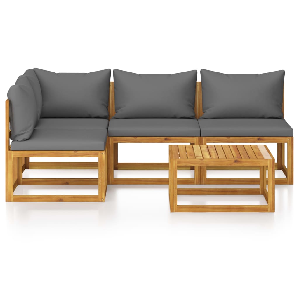 5-piece Garden Sofa Set with Solid Acacia Cushions