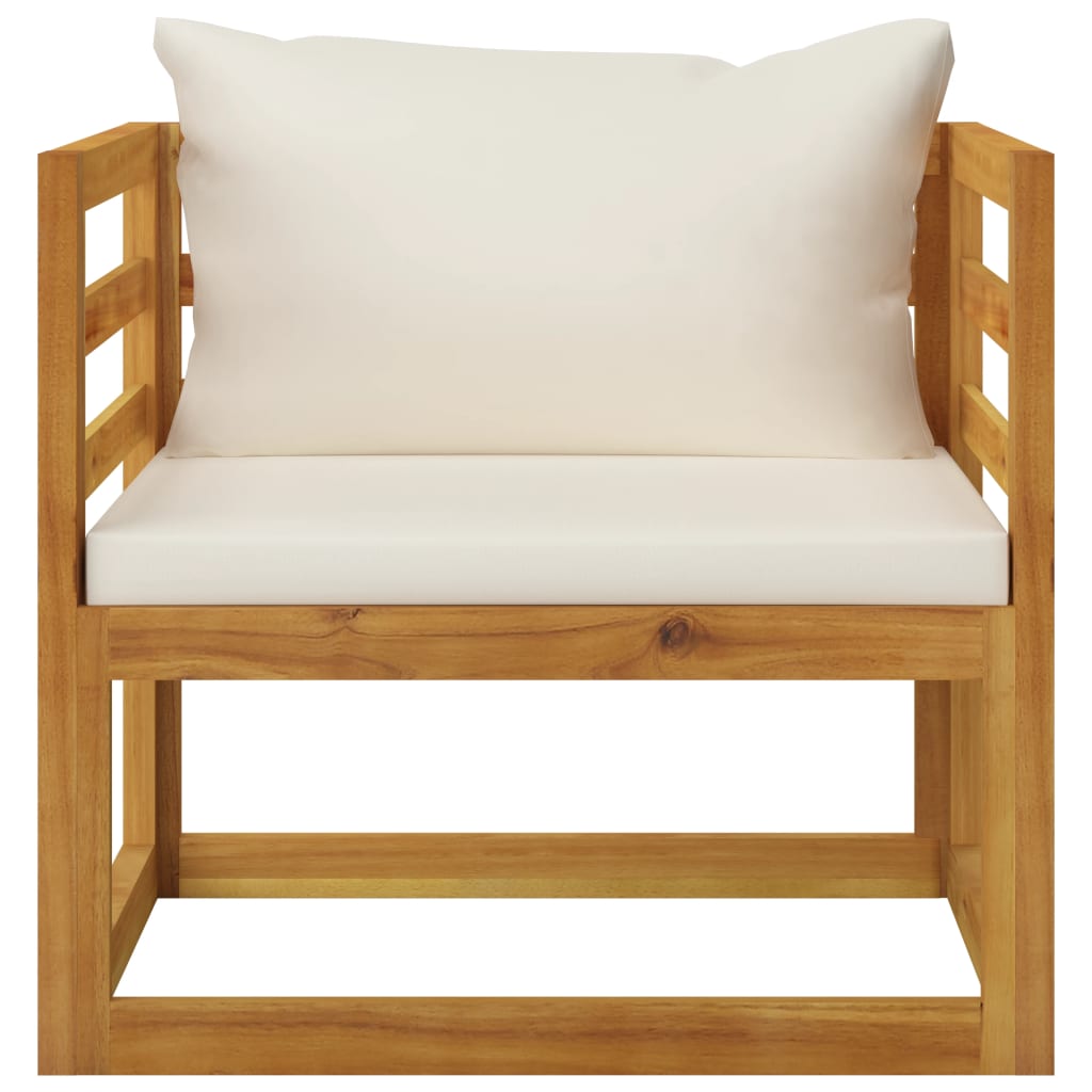 Set Divani da Giardino 5 pz con Cuscini Crema Massello Acacia - homemem39