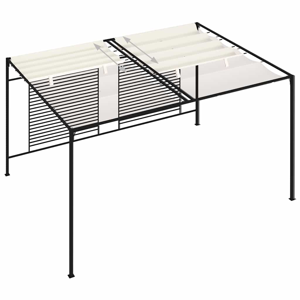 Gazebo con Tetto Retrattile 3x4x2,3 m Crema 180 g/m²