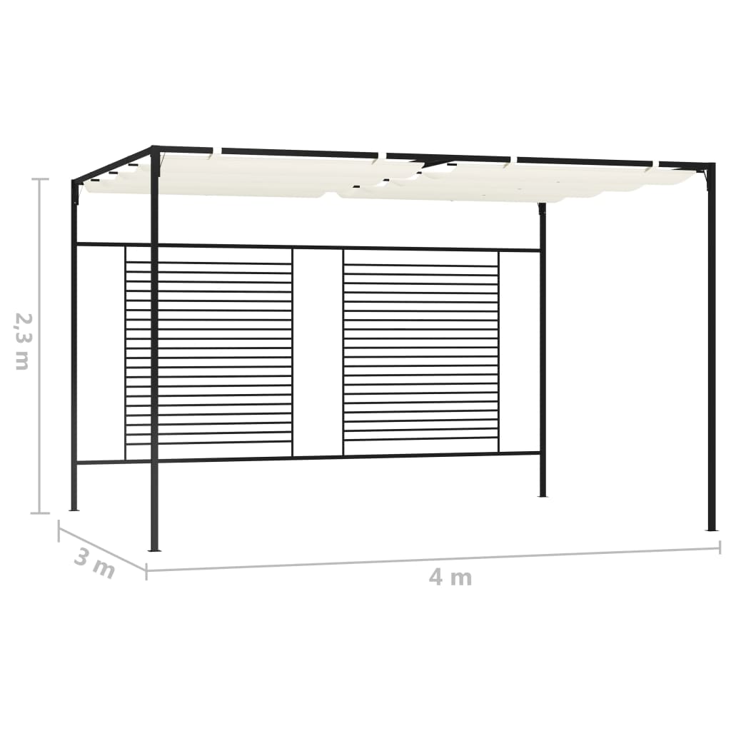 Gazebo con Tetto Retrattile 3x4x2,3 m Crema 180 g/m² | homemem39