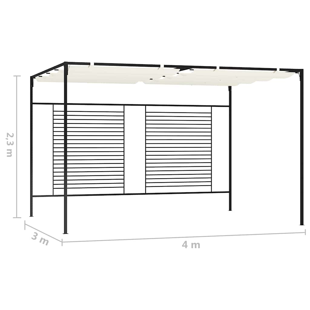 Gazebo con Tetto Retrattile 3x4x2,3 m Crema 180 g/m²