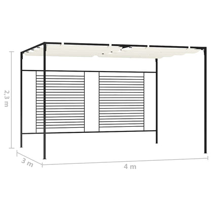 Gazebo con Tetto Retrattile 3x4x2,3 m Crema 180 g/m²
