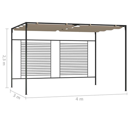 Gazebo con Tetto Retrattile 3x4x2,3 m Grigio Talpa 180 g/m² - homemem39